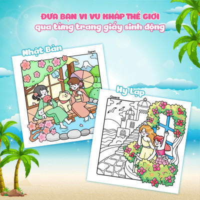 Girl Holiday Traveling Diary Coloring Book