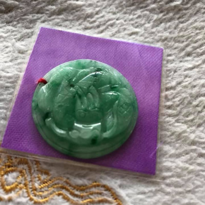 MẶT DÂY CHUYỀN TRÒN NAM ĐEO HÌNH ĐẦU RỒNG TO CHẤT LIỆU ĐÁ CẨM THẠCH XANH BÓNG TƯƠI TỰ NHIÊN KÍCH THƯỚC 32MM DẦY 5MM Ạ 