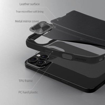 Bao da cho iPhone 16 Pro Max - 16 Pro NILLKIN QIN PROP - bảo vệ Camera kiêm giá đỡ - Hàng chính hãng