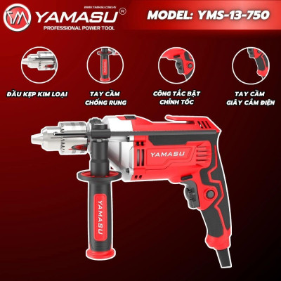 MÁY KHOAN BẮT VÍT BÚA ĐỘNG LỰC   750W 13MM  YMS 13-750  YAMASU - HÀNG CHÍNH HÃNG