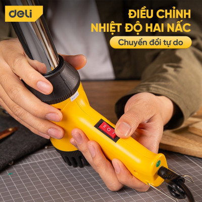 Máy khò nhiệt Deli Súng Khò Hàn Nhựa Màng Co Thổi Hơi Nóng Cao Cấp Lên Tới 480 Độ