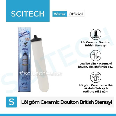 Lõi Gốm Ceramic Doulton British Steracyl 10 inch by Scitech - Lõi số 1 máy lọc nước Dr. Sukida, K Pro Series MT888 và máy lọc nước Nano/RO (Dùng thay thế lõi PP) - Hàng chính hãng