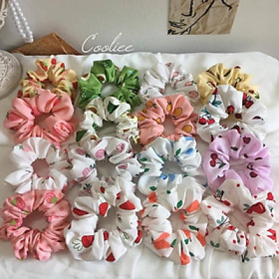 Dây cột tóc scrunchies hoa quả dâu, bơ, cà rốt, lê, chanh, cherry