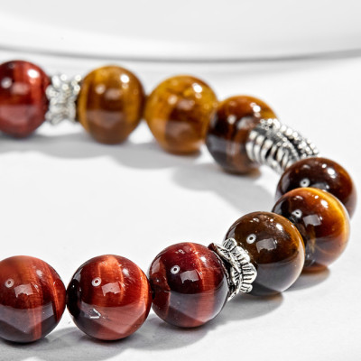 Vòng tay thạch anh mắt hổ phối charm 3 lá bạc (8mm) Ngọc Quý Gemstones