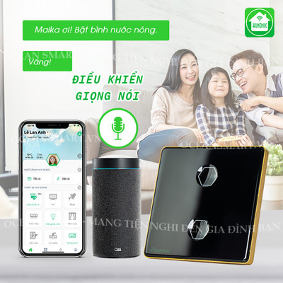 Công Tắc Cảm Ứng Thông Minh Bluetooth Mesh Hunonic Premium, Công Tắc Điều Khiển Từ Xa Qua Điện Thoại Hình Vuông - HNPREVD