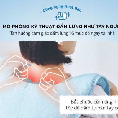 Máy Massage, Máy Đấm Lưng BEAR MA-B01V1 Gồm 4 Kỹ Thuật Đấm Lưng, 16 Cường Độ Massage Như Người Thật - Bảo Hành 18 Tháng - Hàng Chính Hãng