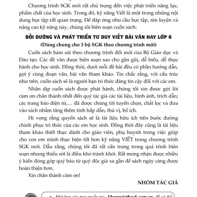 Sách - Bồi Dưỡng Và Phát Triển Tư Duy Viết Bài Văn Hay Lớp 6