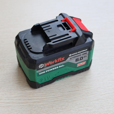 Pin Máy Khoan 15 Cell Workfix, 21 Volt - 6 Ah,Chân Pin thông dụng, Mạch 4 mosfet dòng xả cao, Vỏ Pin chống cháy, chống va đập - dùng cho máy khoan pin , mài pin, siết bulong pin, rửa xe pin, cắt cỏ pin..vv