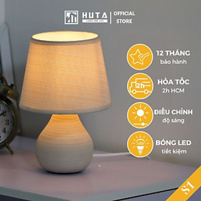 Đèn Ngủ HUTA Light For Life S1 Gốm Sứ Cao Cấp, Decor Phòng Ngủ, Điều Chỉnh Độ Sáng, Đèn Vàng Bóng Led Tiết Kiệm Điện