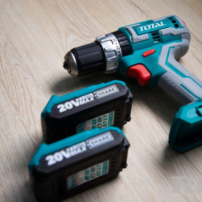 MÁY KHOAN BÚA KHÔNG CHỔI THAN DÙNG PIN 20V (2 PIN 2.0AH VÀ 1 SẠC NHANH) TOTAL TIDLI20608 - HÀNG CHÍNH HÃNG