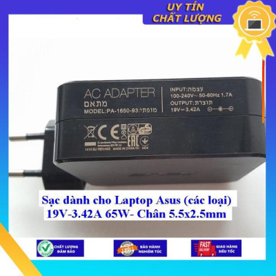 Sạc dùng cho Laptop Asus (các loại) 19V-3.42A 65W- Chân 5.5x2.5mm - Hàng Nhập Khẩu New Seal