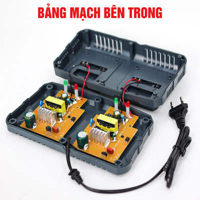 Sạc pin máy khoan - máy siết bulong - máy bắn vít Workfix chân sạc phổ thông, sạc nhanh 2.0A  - Sạc Đôi 2.5Ax2