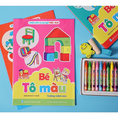 Sách- Combo 8 Cuốn Tô Màu Song Ngữ Anh Việt Cho Trẻ Từ 4-5 Tuổi (Bộ 8 cuốn)