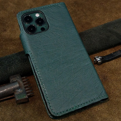 Bao da handmade cho điện thoại 16 pro max dạng ví quai cài - hàng chính hãng