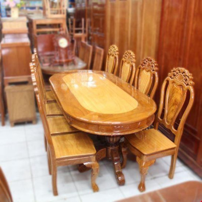 Bộ Bàn Ăn 10 Ghế Gỗ Gõ Đỏ Đẹp Nhất 2019