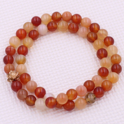 [Mệnh Hỏa, Thổ] Vòng Chuỗi Niệm Phật Đá Mã Não Cam 12 Ly 54 Hạt Charm Hoa Sen Inox, Vòng Chuỗi Phật Giáo, Chuỗi Niệm Phật Hạt To - Phong Thủy 868