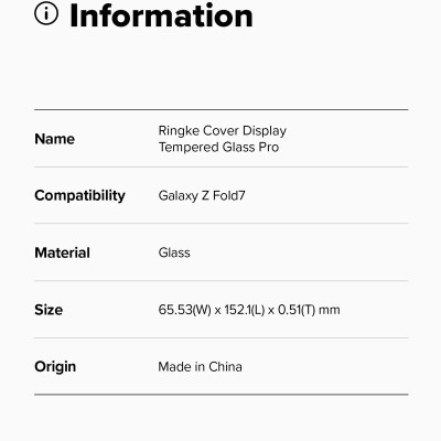 [Combo 2] Dán cường lực cho Samsung Galaxy Z Fold 7 RINGKE Cover Display Easy Slide Tempered Glass (Màn hình ngoài) - Hàng Chính Hãng