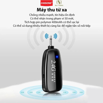 Micro trợ giảng không dây Zansong kết nối 2.4ghz V38 ( Hàng Chính Hãng )