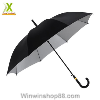 Ô dù đen trơn cán dài viền vàng 1m - Winz.vn