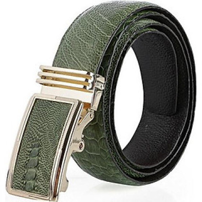 Thắt lưng nam da đà điểu Huy Hoàng màu xanh rêu HT4476