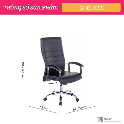 Ghế xoay văn phòng lưng cao da công nghiệp SMLIFE Joss