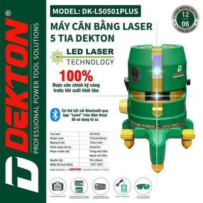 MÁY CÂN BẰNG LASER 5 TIA  XANH DK-LS0501 PLUS DEKTON-HÀNG CHÍNH HÃNG