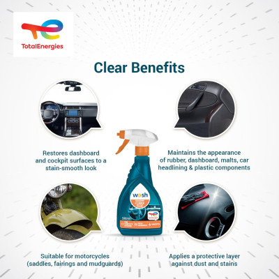 Chai xịt làm sạch và bảo dưỡng nhựa buồng lái nội thất xe Total Energies TE-CC500 500ml - Chống bạc màu, chống tia UV, xóa xước, chống tĩnh điện, bụi, không chứa silicone