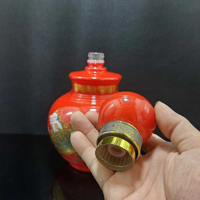 Bình Đựng Rượu Thủy Tinh cao cấp 1500ml mẫu bầu tròn màu đỏ may mắn - Chai Đựng Rượu Thủy Tinh – Vỏ Chai Rượu Đẹp decor (H1)