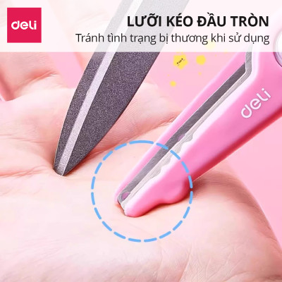 Kéo Thủ Công Cắt Giấy Deli Kéo Học Sinh Đầu Tròn An Toàn Và Dễ Sử Dụng Đối Với Trẻ Nhỏ Thiết Kế Ngộ Nghĩnh Nhiều Màu Sắc