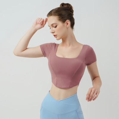 Áo Croptop Tập Yoga Gym Hibi Sports Cr823, Kiểu Corset Cổ Vuông, Kèm Mút Ngực