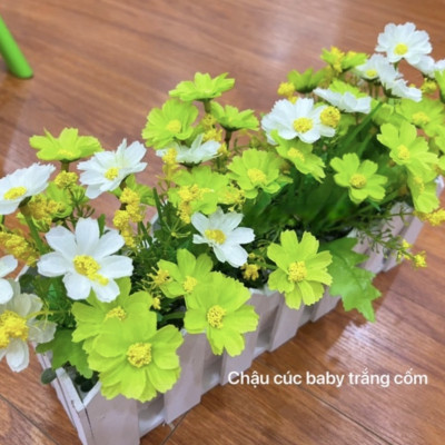 Chậu hàng rào hoa trang trí - Size từ 30cm đến 50cm - Cây giả, hoa lụa Decor trang trí nhà cửa