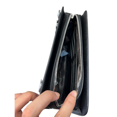 Túi Cầm Tay Nam Có Dây Đeo Chéo GENCE RB14 Da Bò Khóa Vân Tay Cao Cấp Màu Đen