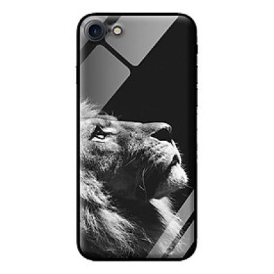 Ốp kính cường lực cho iPhone 8 Sư Tử Trắng Đen - Hàng chính hãng