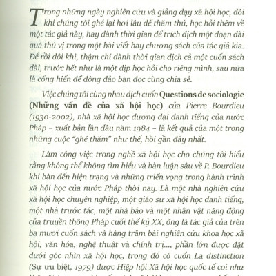 Sách PACE Books - Những Vấn Đề Của Xã Hội Học (Questions de sociologie)