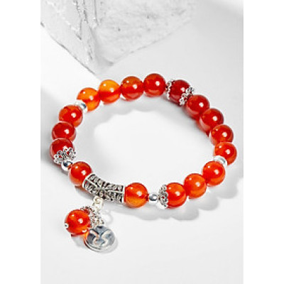 Vòng Tay Phong Thủy Nữ Đá Mã Não Đỏ Phối Charm Cung Hoàng Đạo Kim Ngưu (8mm) Mệnh Hỏa, Thổ Ngọc Quý Gemstones
