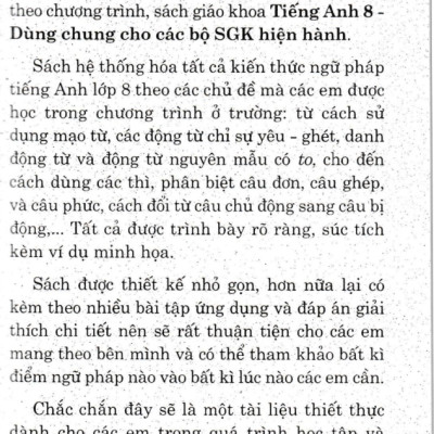 Sổ Tay Tiếng Anh Lớp 8 (Dùng Chung Cho Các Bộ SGK Hiện Hành) _HA