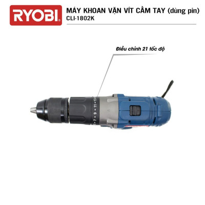Máy khoan tường, gỗ, sắt cầm tay đa năng dùng pin RYOBI (KYOCERA) - CLI-1802K