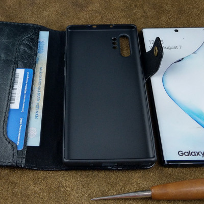 Bao da cho điện thoại Samsung A32 4G dạng ví da bò thật