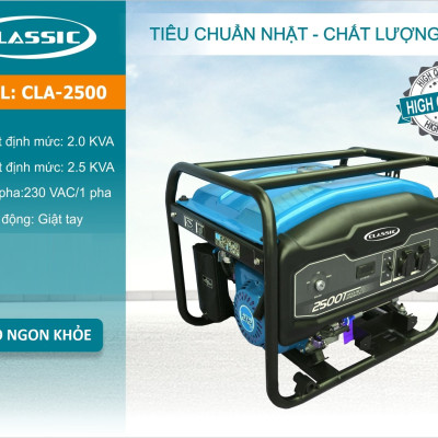 MÁY PHÁT ĐIỆN CHẠY XĂNG CLASSIC CLA-2500 (2.0-2.5KW)- HÀNG CHÍNH HÃNG