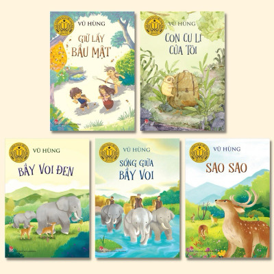 Sách: Bộ Truyện Của Tác Giả Vũ Hùng - NXB Kim Đồng (Sao Sao, Sống giữa bầy voi, Bầy voi đen, Con cu li, giữ lấy bầu mật) - Giu lấy bầu mật