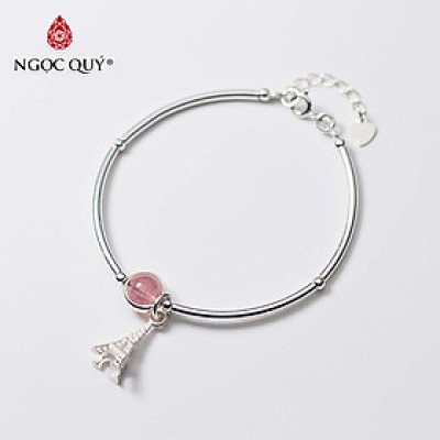 Vòng tay bạc một hạt đá charm tháp Eiffel mệnh hỏa, thổ - Ngọc Quý Gemstones