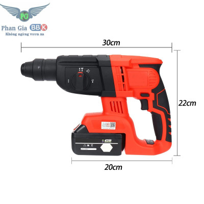 Máy Khoan đục Bê tông dùng pin KEN 118V 3 chức năng - Pin 10 CELL - Động cơ từ - Máy Khoan Có Búa - Khoan Pin Không than
