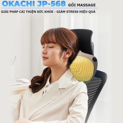 Gối massage hồng ngoại vai cổ lưng Shiatsu OKACHI JP-568