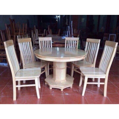 Bộ Bàn Ăn Tròn Xoay Mâm Gỗ Sồi Nga