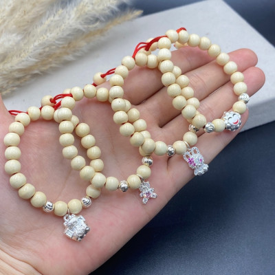 Vòng Tay Cho Bé 100% Gỗ Dâu Tằm Mix Charm Bạc 925 BẠC HIỂU MINH LTE562