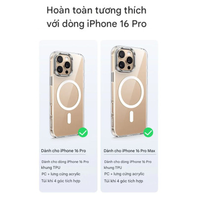 Ốp lưng trong suốt Baseus Crystal Magnetic Case with Camera Ring Stand cho iP (Hàng chính hãng)
