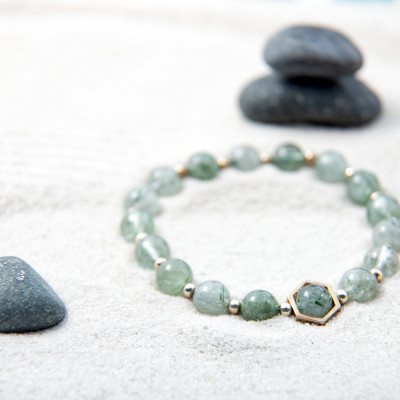 Vòng Tay Đá Phong Thủy Nữ Thạch Anh Tóc Xanh Thiên Nhiên AAAA Mạng Mộc - Hỏa VT056