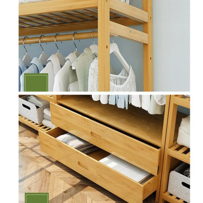 Giá Treo Quần Áo _ Tủ Quần Áo Gỗ Tre 2 Ngăn Kéo Kèm Kệ Chứa Đồ Phong Cách Hàn Quốc Đẹp Độc Đáo KT 70cm TUR068