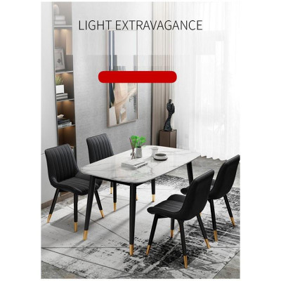 Ghế ăn LOFT da cao cấp , Ghế phòng ăn hiện đại 4 chân bọc kim loại mạ đồng chống ghỉ chống xước