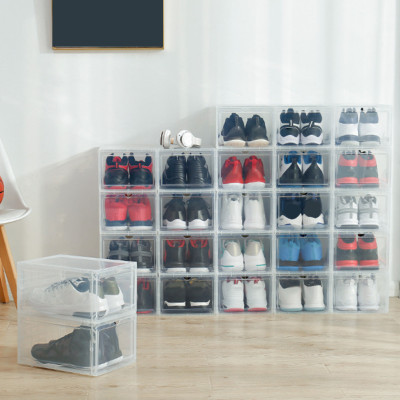 COMBO 2 HỘP ĐỰNG GIÀY CAO CẤP SNEAKER THỂ THAO NHỰA CỨNG NẮP TRONG SUỐT TÍCH HỢP NAM CHÂM HÍT (MÀU ĐEN/ MÀU TRẮNG TRONG)